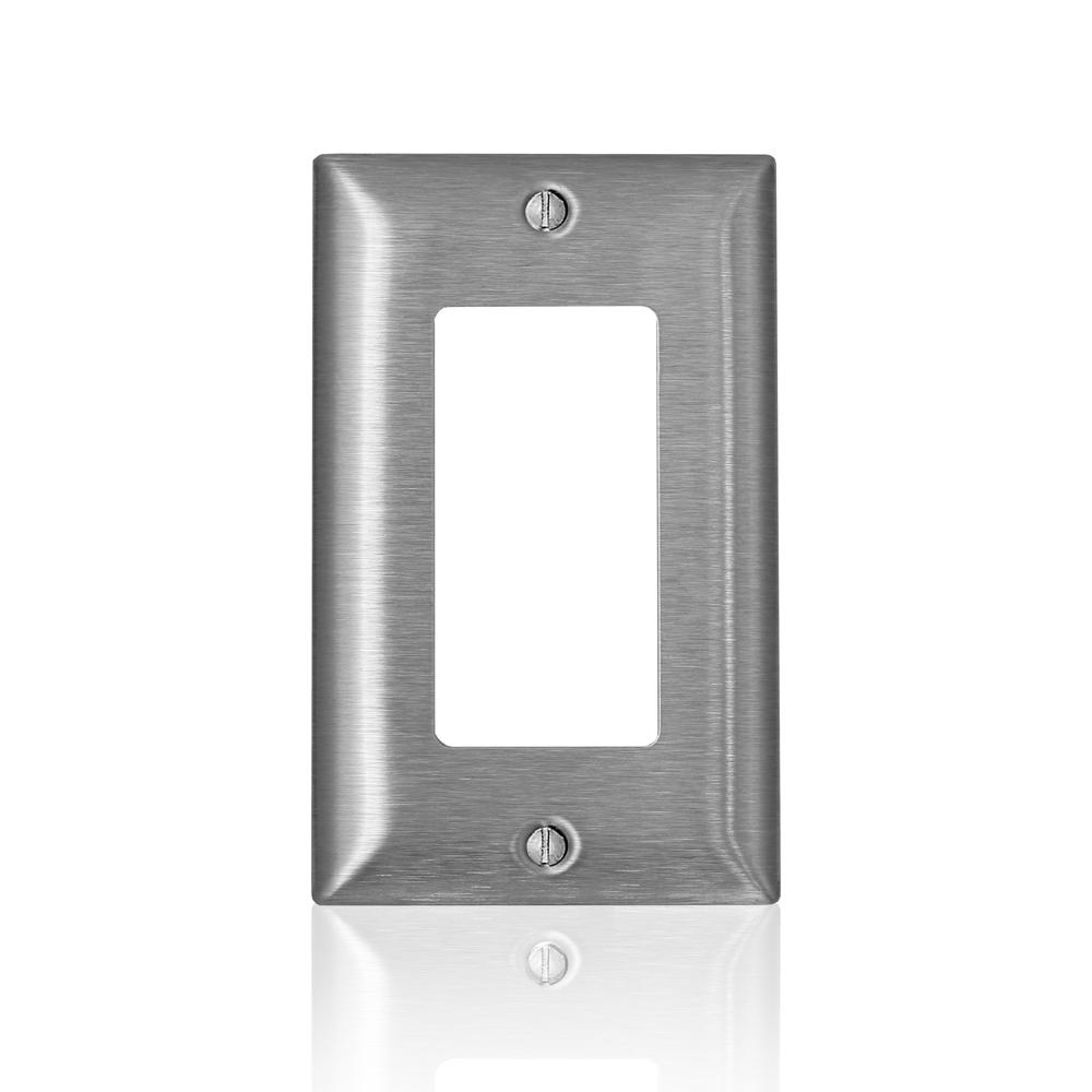 Product image for 1-Gang Decora Plus/GFCI Wallplate, Standard Size, Magnetic Stainless Steel,