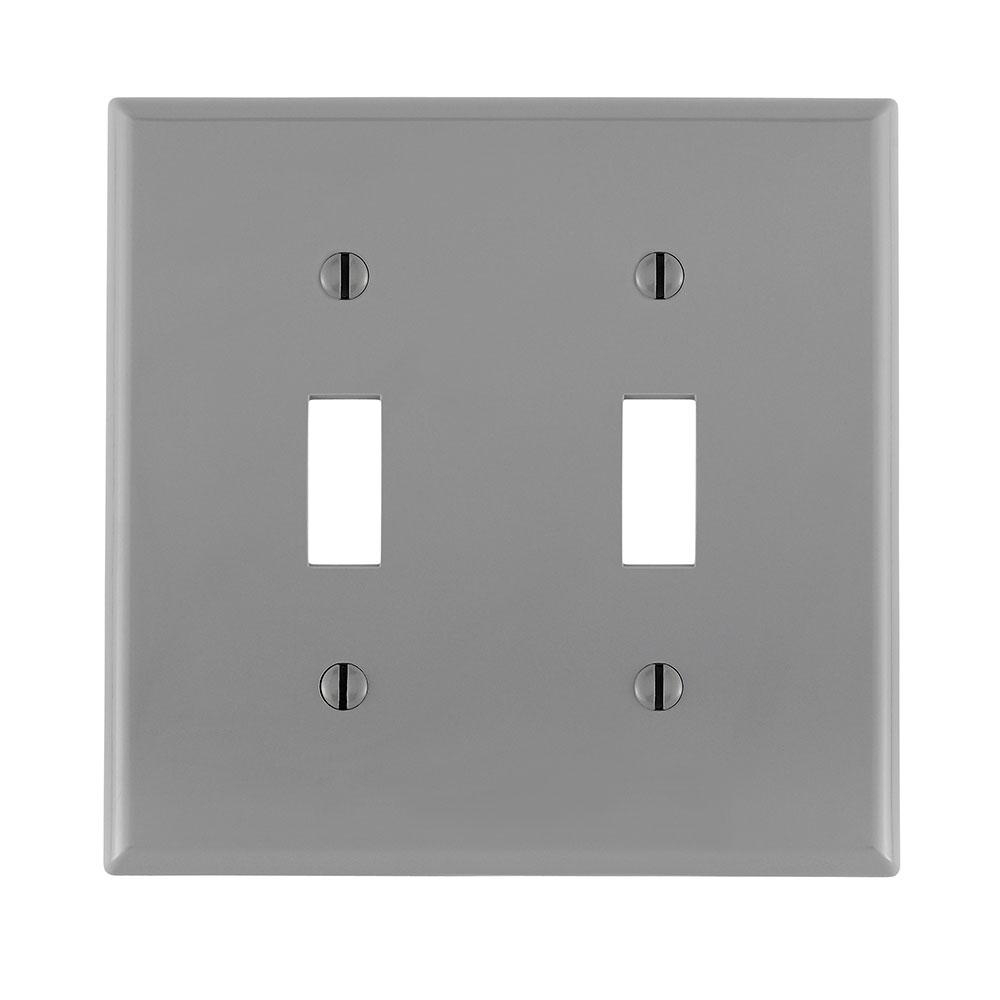 Product image for Wallplate standard 2-gang 1-toggle thermoplastic grey