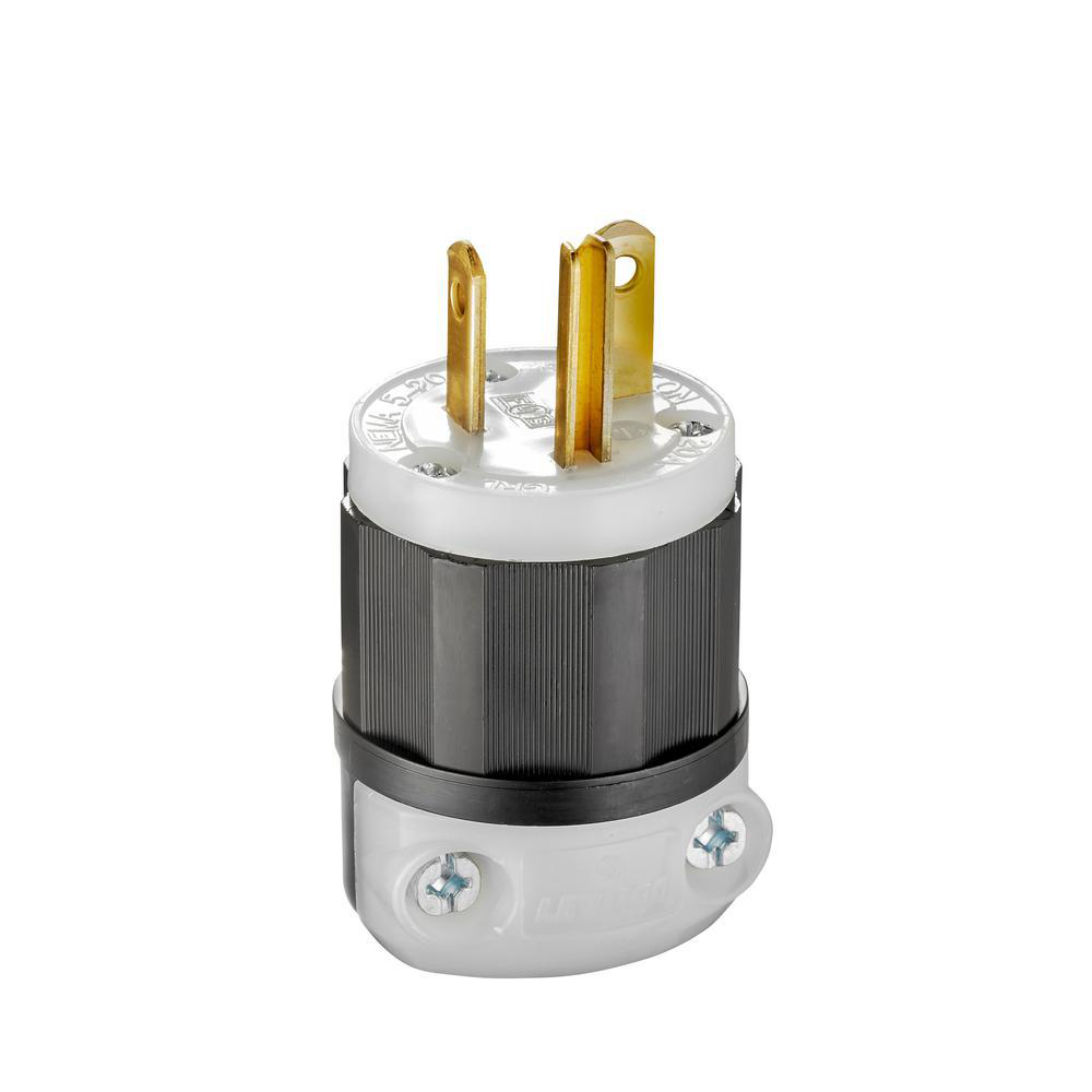 Product image for Plug straight 2P3W 250V 20A black-white