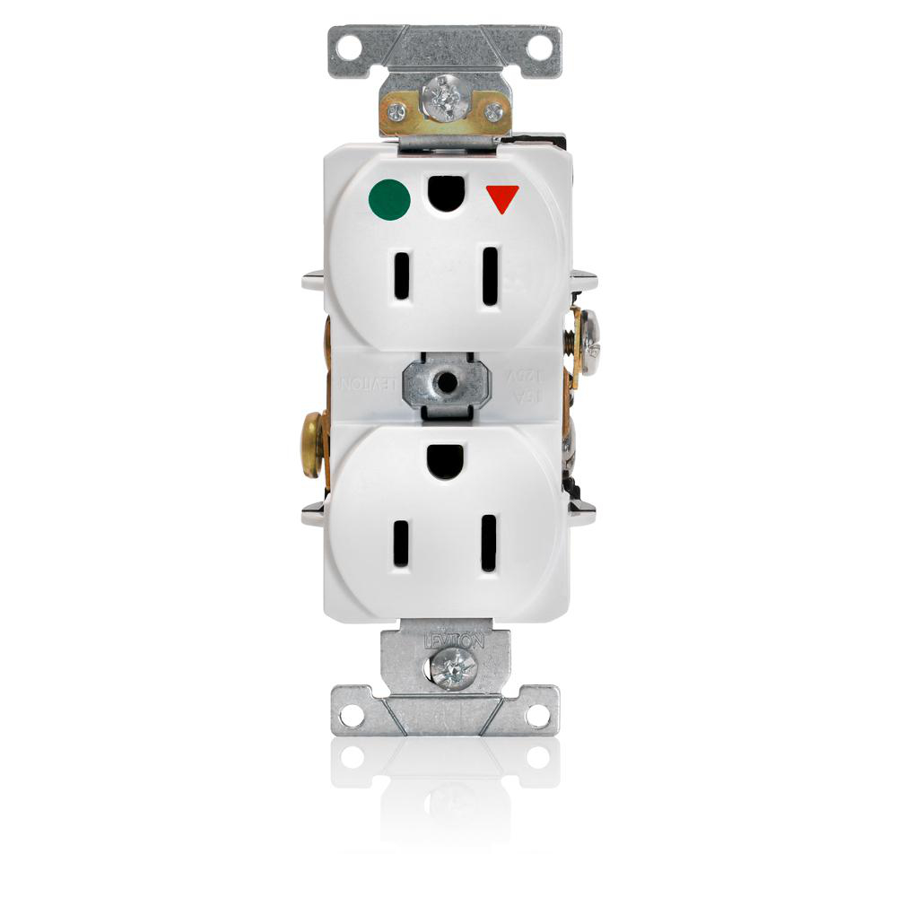 Product image for Receptacle duplex 2-pole isolated-ground 15A 125V white