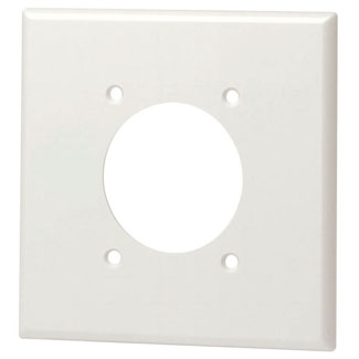 Product image for Wallplate standard 2-gang 2.15" receptacle thermoset white