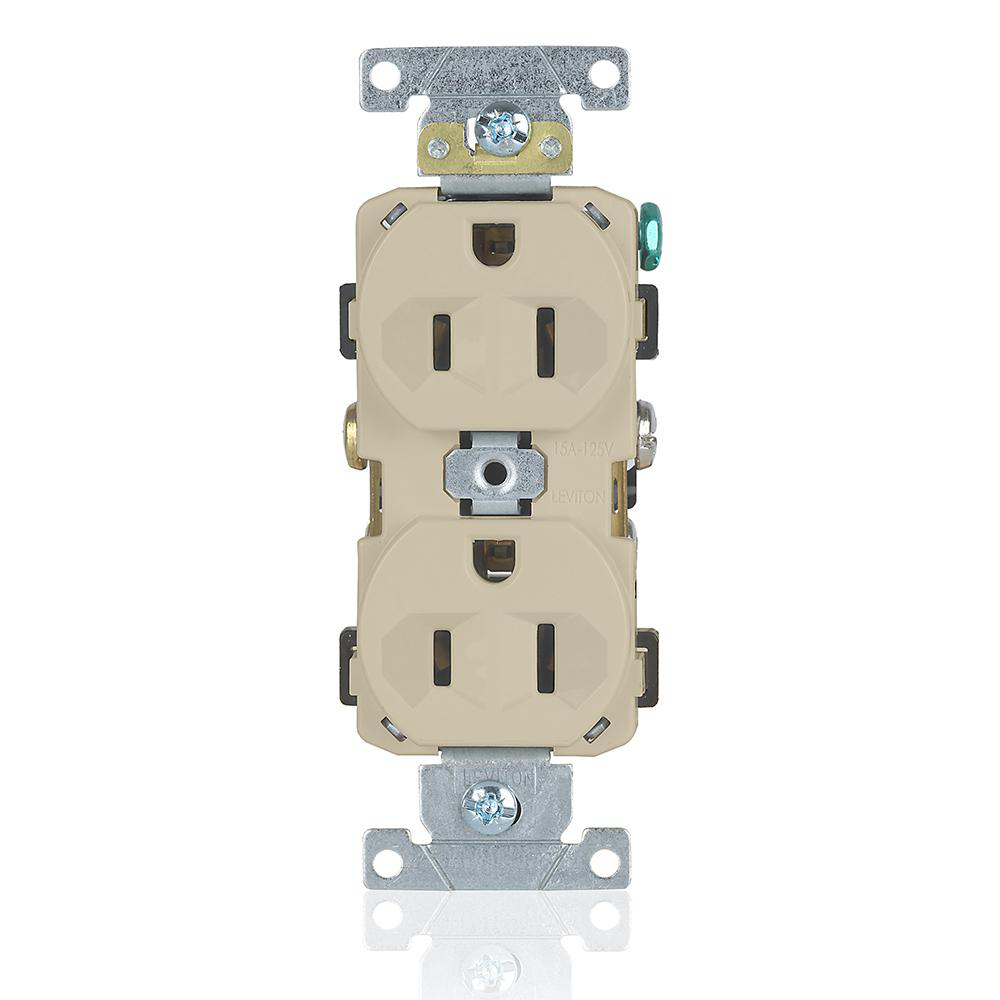Product image for Receptacle straight 2P3W 125V 15A ivory