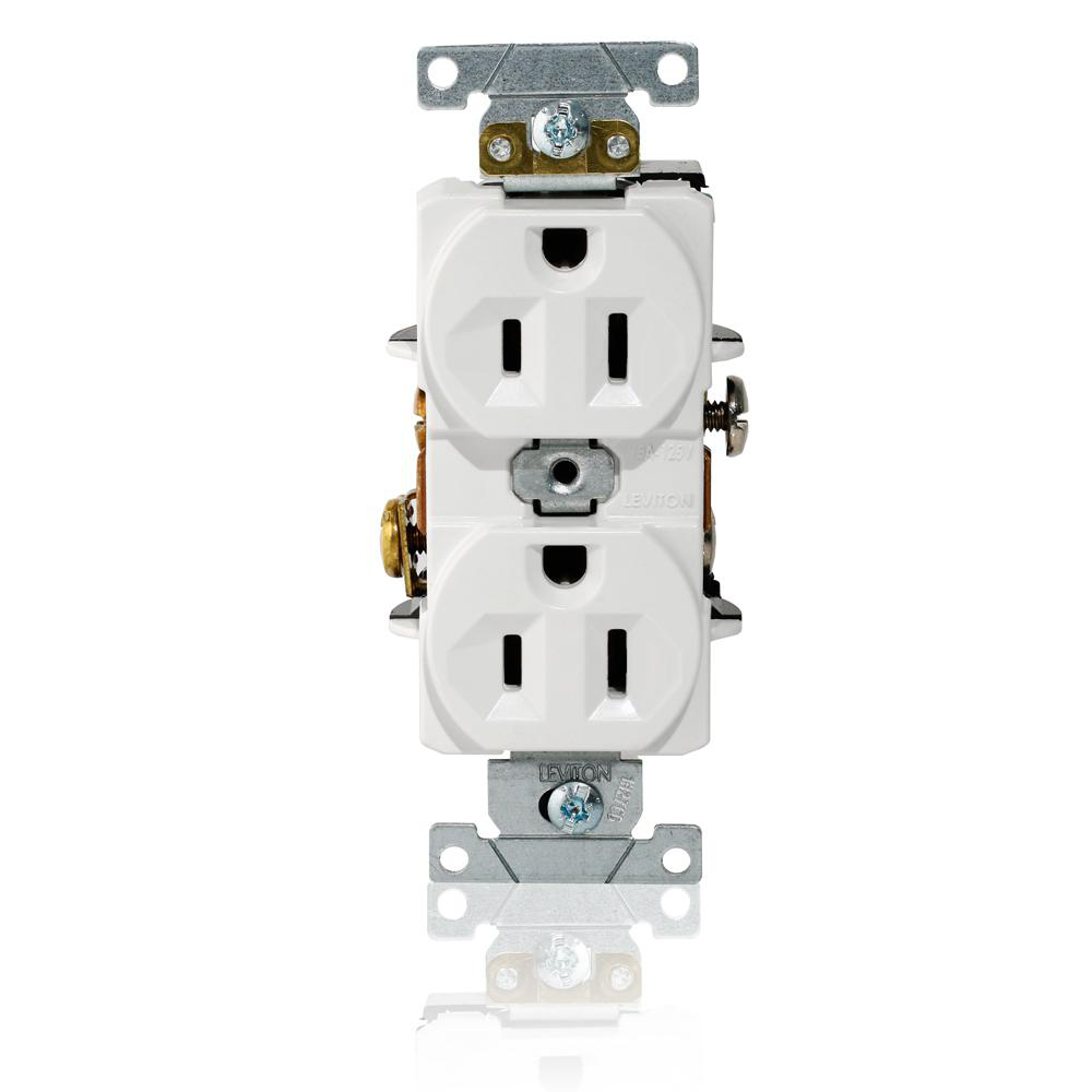 Product image for 15 Amp Duplex Receptacle/Outlet, Industrial Grade, Self-Grounding