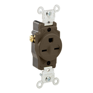 Product image for Receptacle wall heavy duty 250V 15A brown