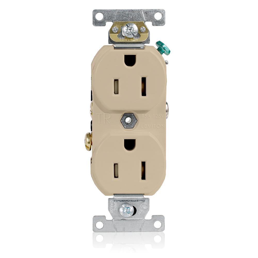 Product image for Receptacle straight duplex tamper-resistant 2P 3W 125V 15AMP ivory