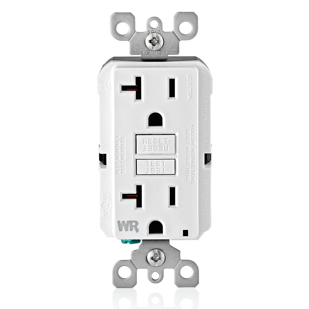Product image for Receptacle GFCI duplex commercial grade LED 20A 125V white