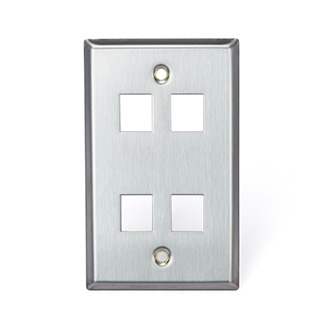Product image for Wall plate 1G 4port stainless steel quickport