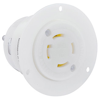 Product image for 30 Amp, 125/250 Volt, Flanged Outlet Locking Receptacle, Industrial Grade
