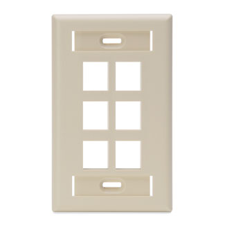 Product image for Plate wall 1-gang 6-port ID window plastic ivory