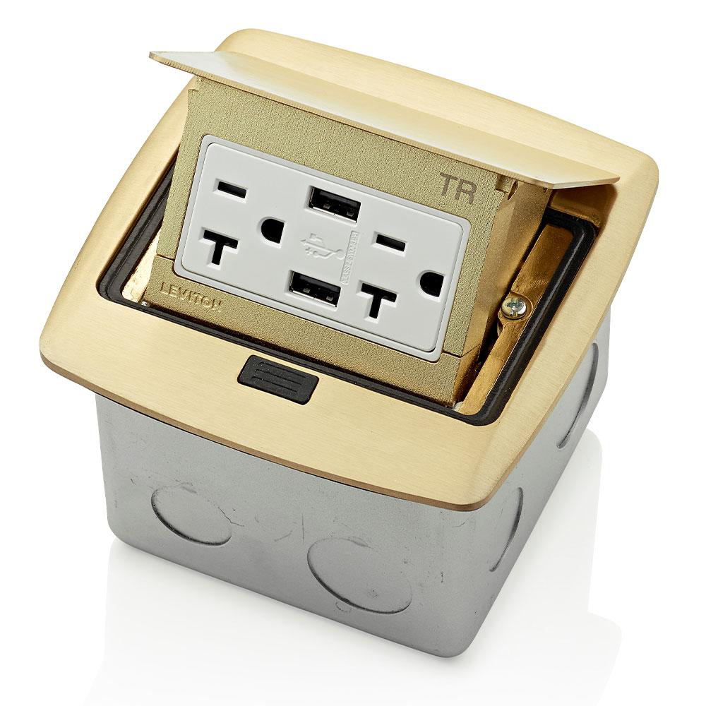 Product image for Pop-Up Floor Box with Dual Type A, 3.6 Amp USB Charger, 20 Amp