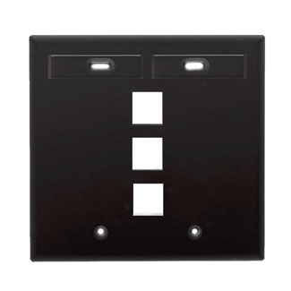 Product image for Plate wall 2-gang 3-port ID window plastic black