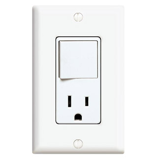 Product image for Switch combination 3-way/5-15R AC 120V 15AMP white