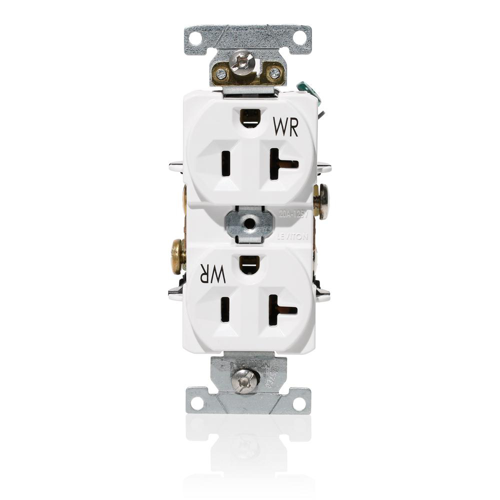 Product image for Receptacle straight duplex weather-resistant 2P 3W 125V 20AMP white