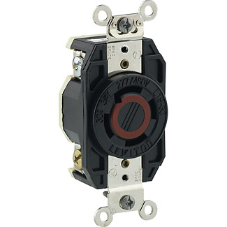 Product image for 30 Amp, 277/480 Volt, Flush Mount Locking Receptacle, Industrial Grade