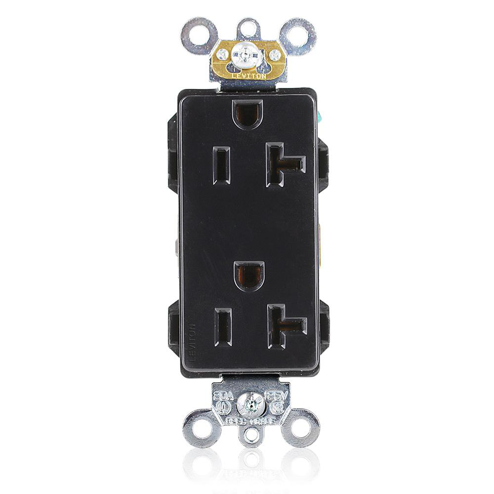 Product image for Receptacle duplex 2-pole 20A 125V black