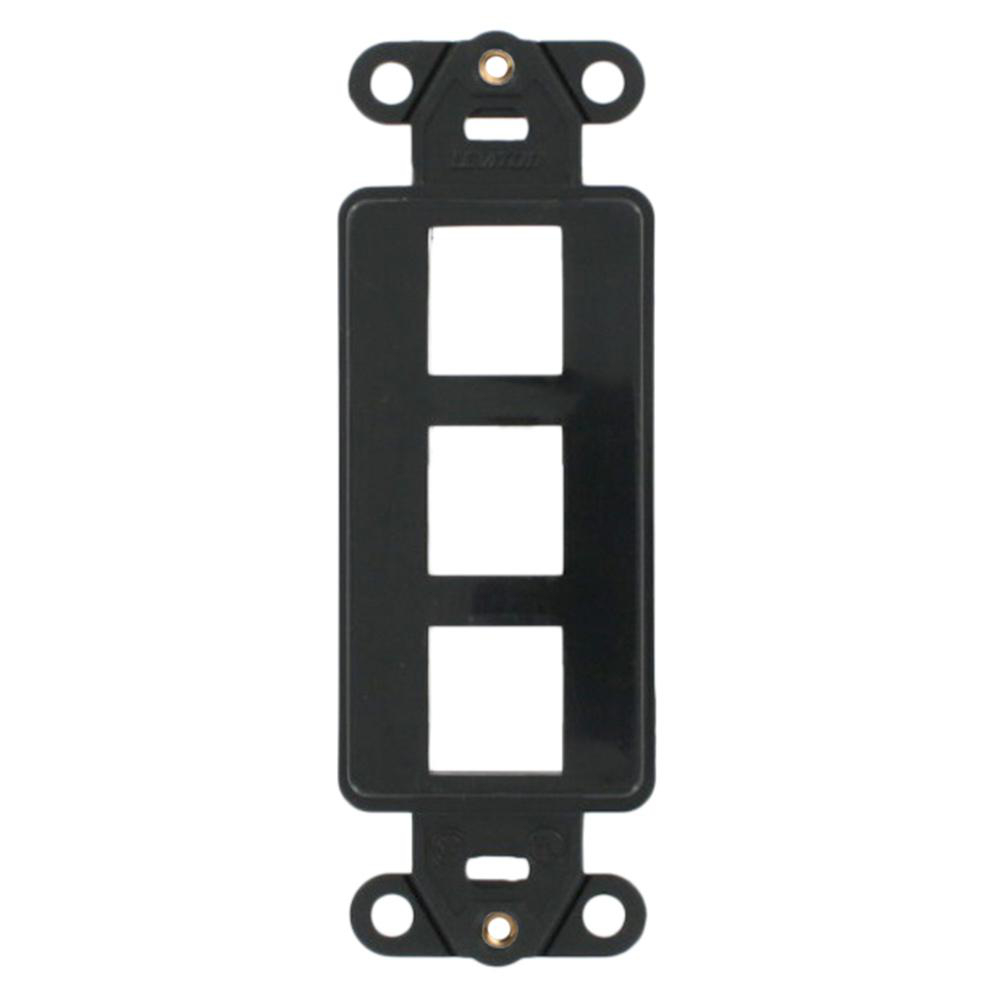 Product image for LEVITON 41643-E INSERT DECORA 3PORT PLUS QUICKPORT WALLPLATE BLACK
