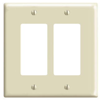Product image for Wallplate/faceplate midway 2-gang 1-decora/GFCI Device thermoset ivory
