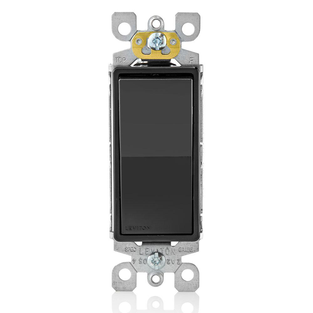 Product image for LEVITON 5601-P2E SWITCH 15A 120V 277V 1POLE DECORA ROCKER BLACK QUICKWIRE & SIDE WIRED