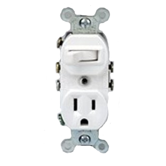 LEVITON 5245-W SWITCH COMBO RECEPTACLE 15A 120V 3WAY 3W WHITE 5-15R