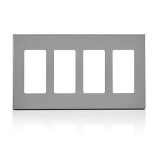 Product image for 4-Gang Decora Plus Screwless Wallplate Polycarbonate, Gray