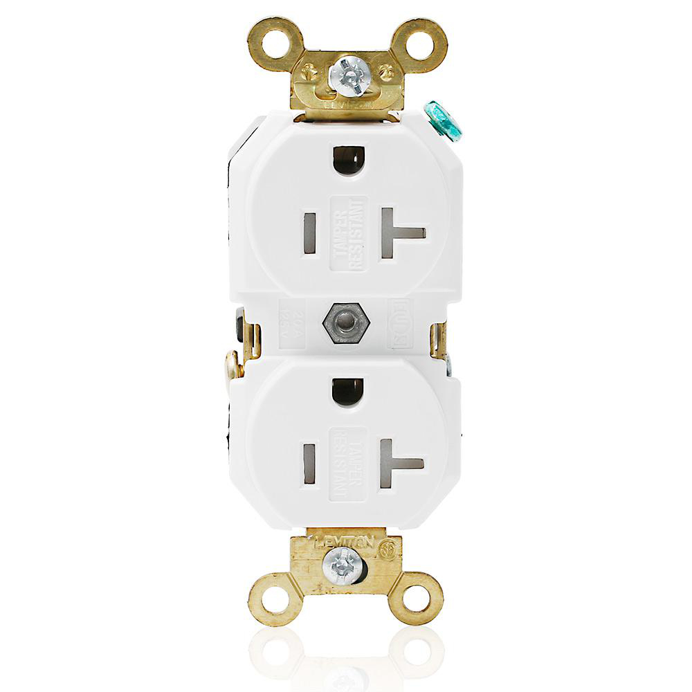 Product image for 20 Amp Duplex Receptacle/Outlet, Industrial Grade, Tamper-Resistant,