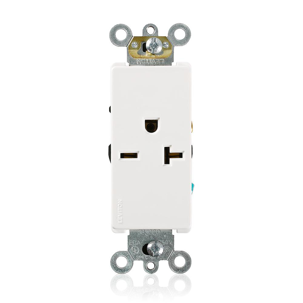Product image for Receptacle straight single 2P 3W 250V 20AMP white