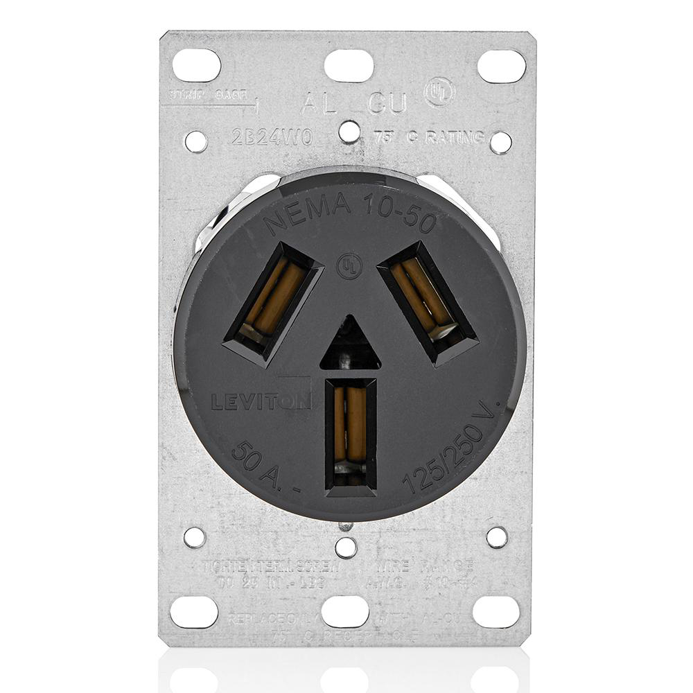 Product image for Receptacle non-grounding flush mount 50A 125/250V