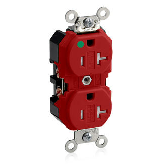 Product image for Receptacle duplex 2-pole tamper-resistant 20A 125V red