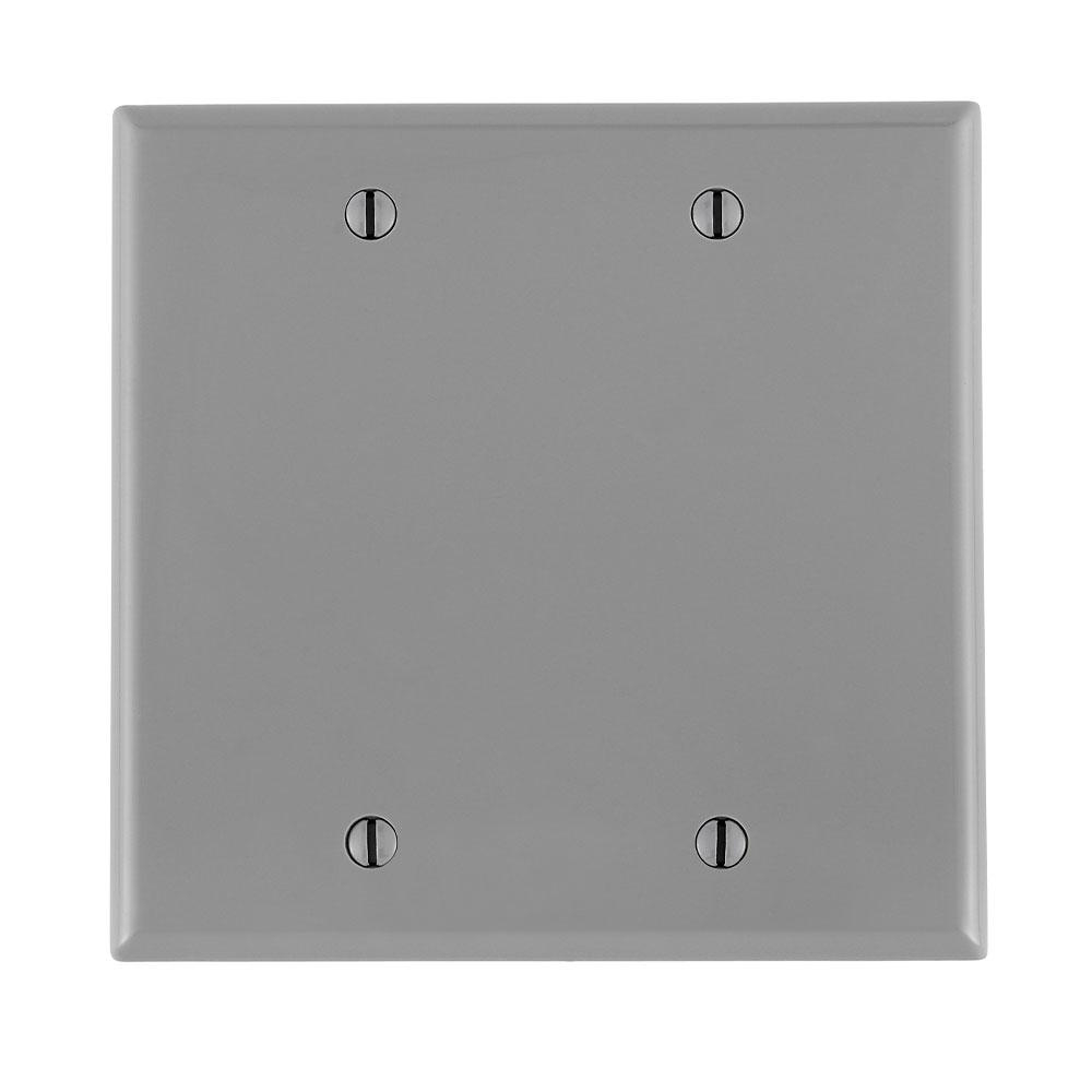 Product image for Wallplate standard 2-gang no device blank thermoplastic grey