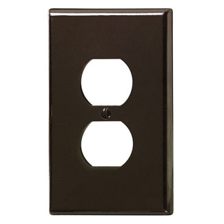 Product image for Wallplate oversize 1-gang duplex receptacle thermoset brown