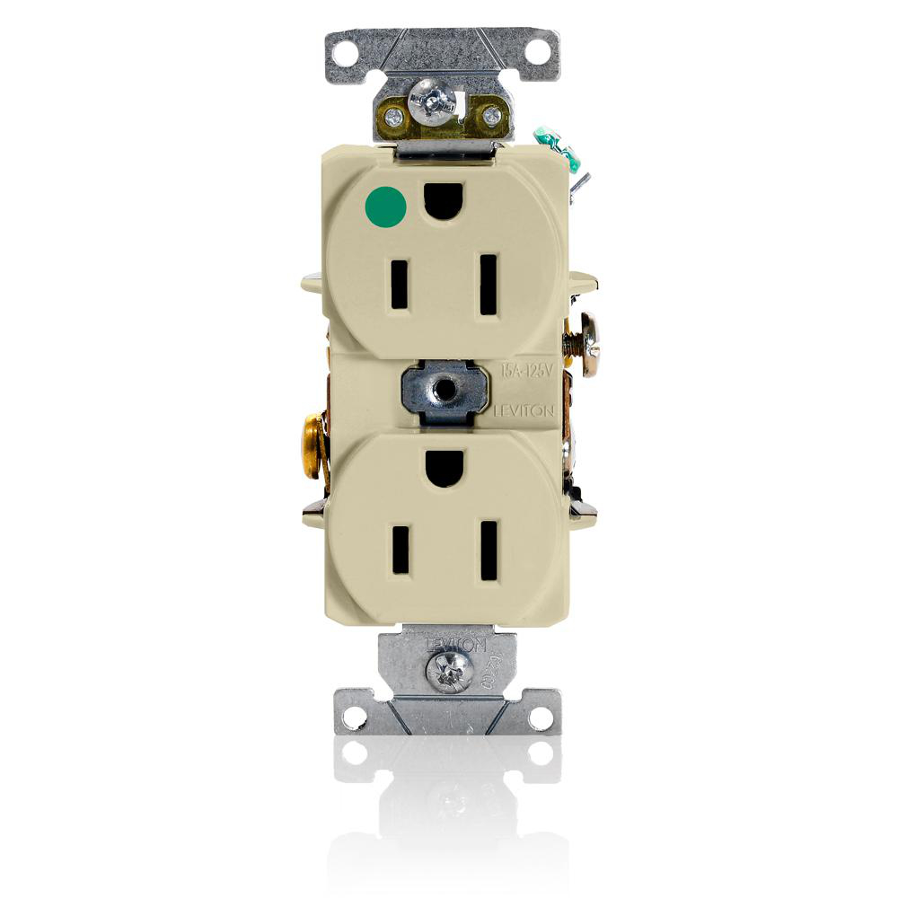 Product image for Receptacle straight 2P3W 125V 15A ivory