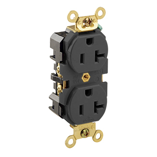 Product image for Receptacle duplex 2-pole integral ground 20A 125V black