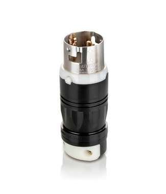 Product image for Plug locking industrial nylon 2P3W 50A 125V black/white