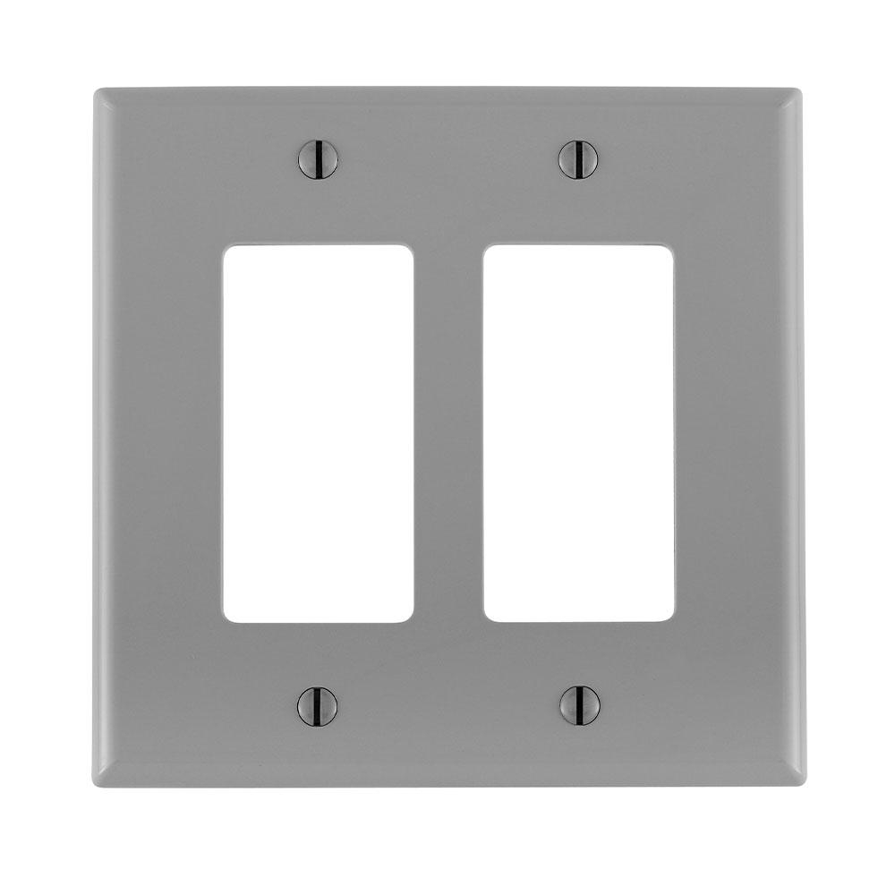 Product image for Wallplate midway 2-gang decora/GFCI device thermoplastic grey