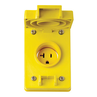 Product image for Receptacle with flip lid straight single 2P 3W 125V 20AMP yellow