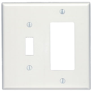 Product image for Wallplate combination midway 2-gang 1-toggle 1-decora/GFCI thermoset white
