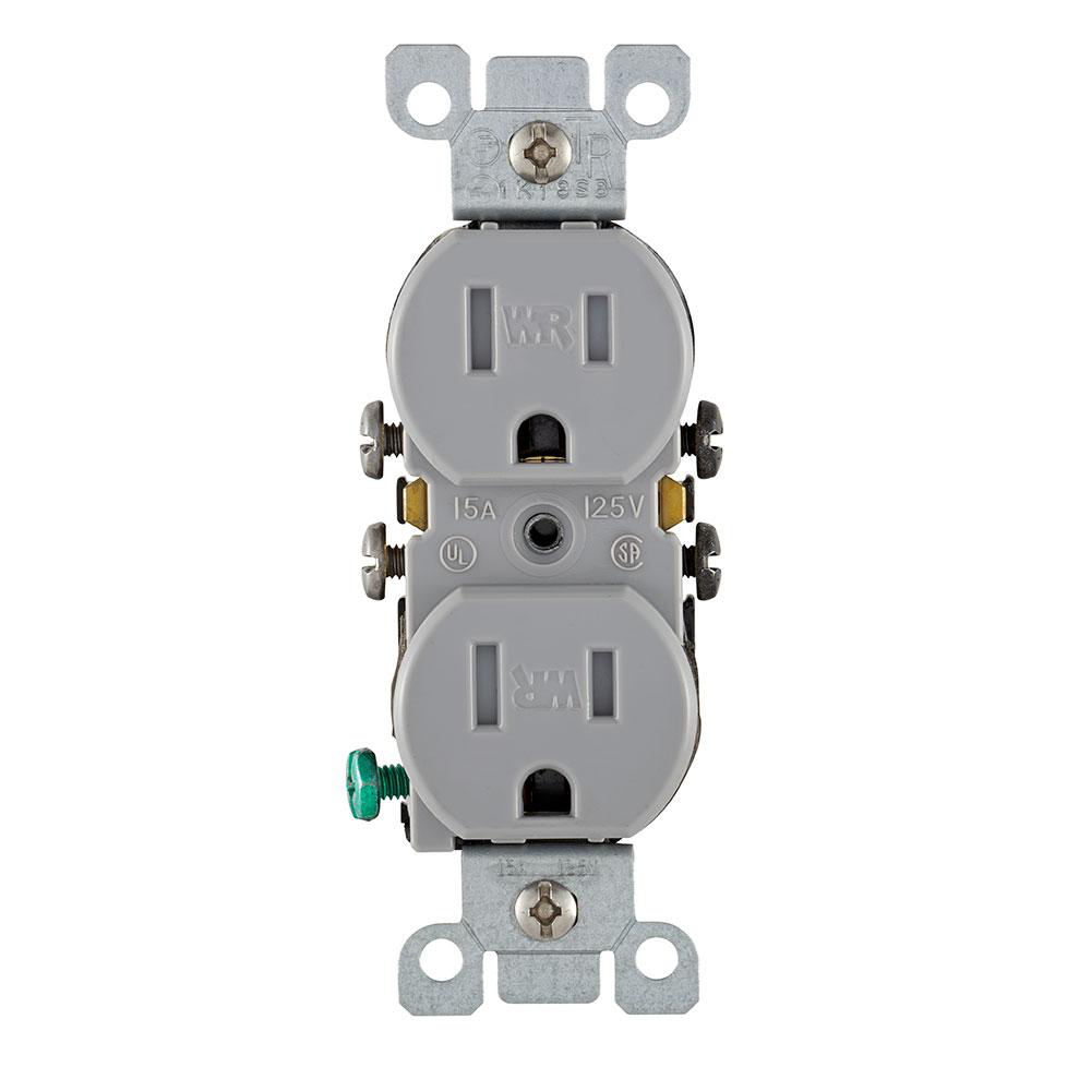 Product image for Receptacle straight duplex weather & tamper resistant 2P 3W 125V 15AMP grey
