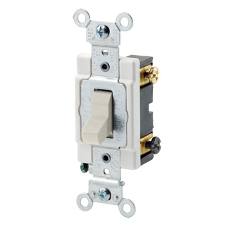 Product image for Switch toggle commercial AC quiet 3-way 120/277V 15AMP light almond