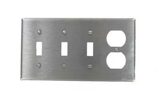 Product image for 4-Gang Toggle/Duplex Device Combination Wallplate, Standard Size, Magnetic
