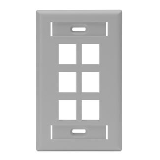Product image for Plate wall standard 1-gang 6-port plastic grey