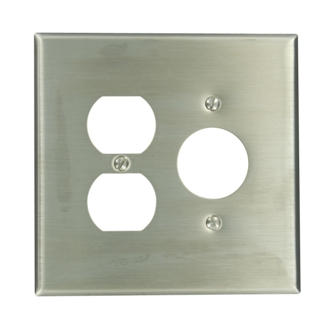 Product image for Wallplate combination oversized 2-gang 1-duplex 1-single 1.406" device 302SS
