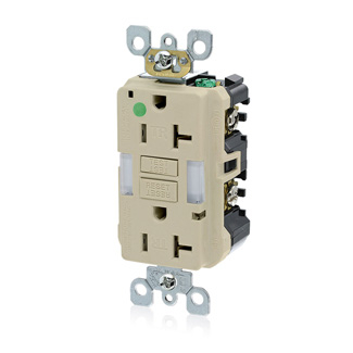 Product image for Receptacle GFCI hospital grade LED guide light 20A 125V ivory