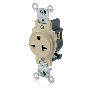 Product image for Receptacle straight 2P3W 250V 20A ivory