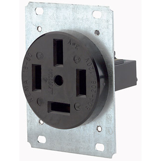 Product image for 60 Amp, 120/208 Volt, Flush Mount Receptacle, Straight Blade, Industrial Grade