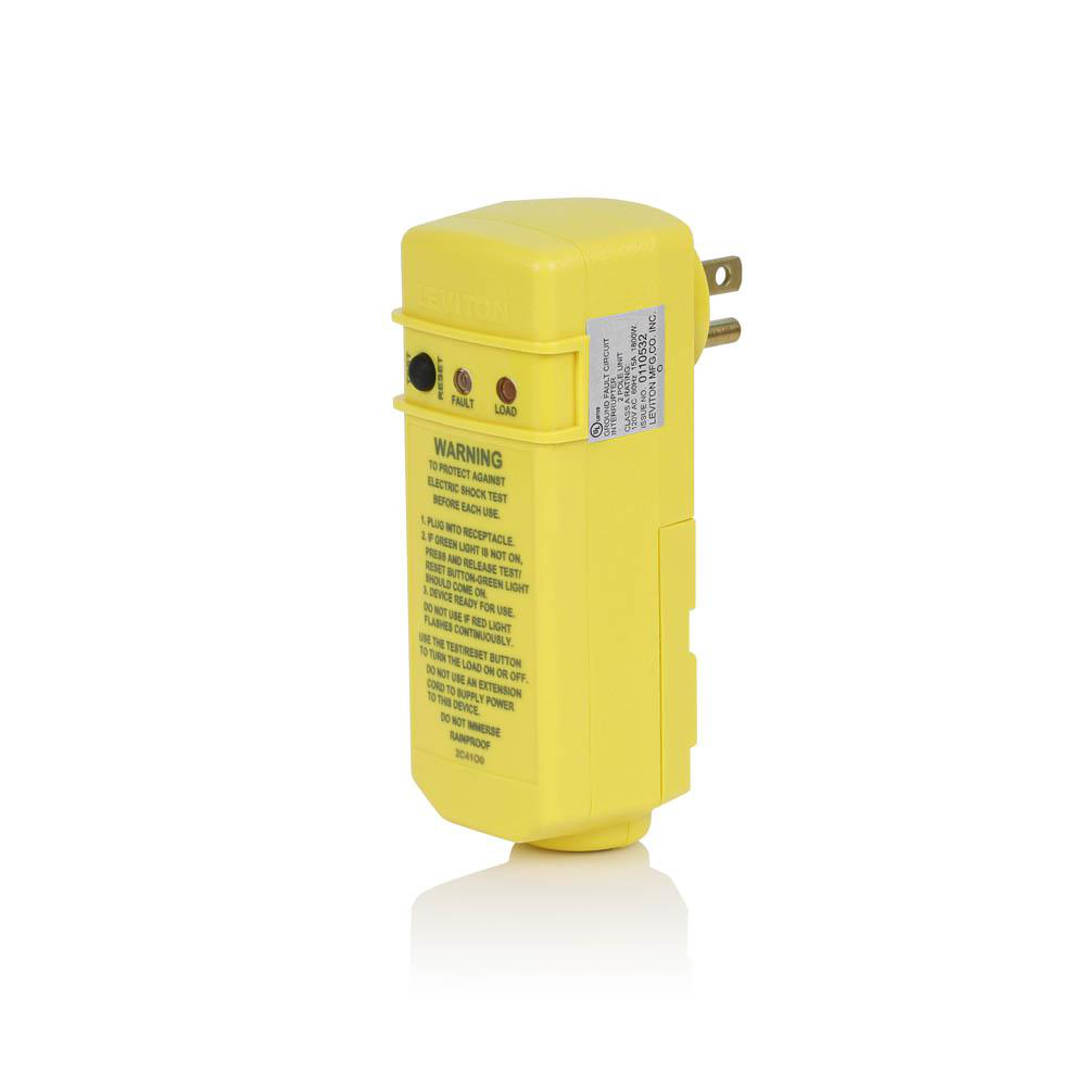 Product image for 15 Amp GFCI Right Angle Plug, Manual Reset