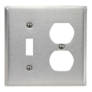 Product image for Wallplate oversized 2-gang 1-toggle 1-duplex 302SS