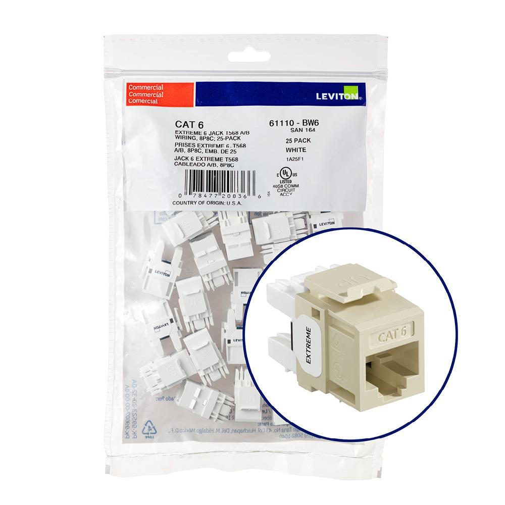 Product image for Connector CAT-6 component-rated UTP ivory 25/bag