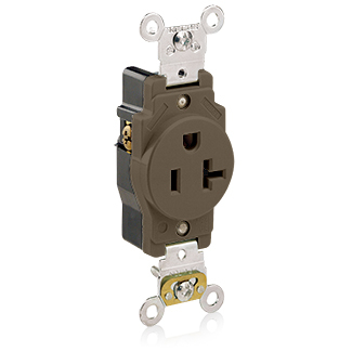 Product image for Receptacle single thrmplst 2P3W 125V 20A brn