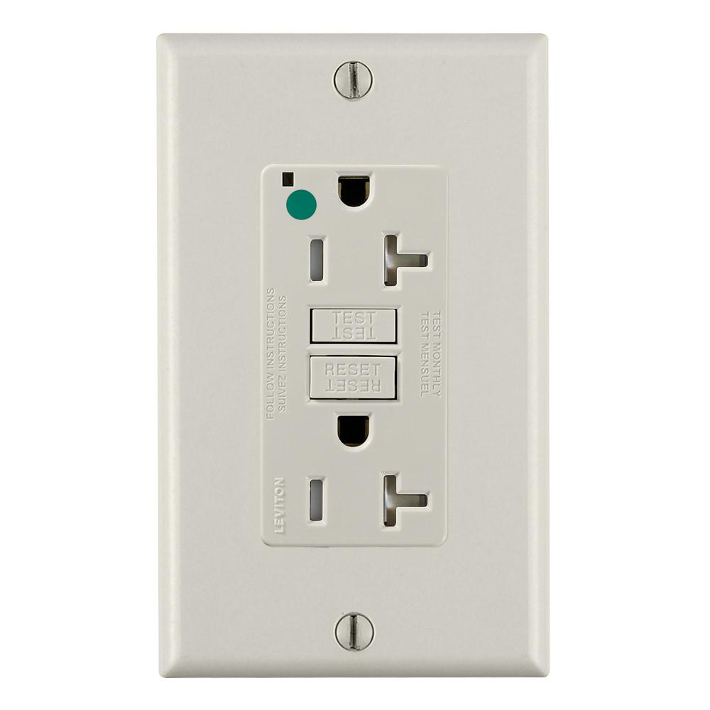 Product image for Receptacle GFCI hospital grade standard tamper resistant 20A 125V light almond