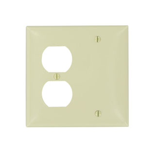 Product image for Wallplate combination standard 2-gang 1-duplex 1-blank thermoplastic ivory